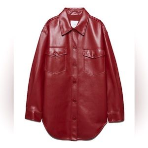 Aritzia Wilfred Vegan Leather Ganna Jacket Garnet Red Size S